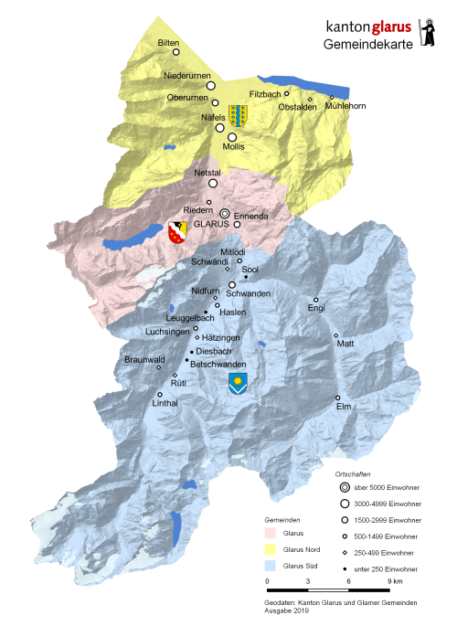 Gemeindekarte Kanton Glarus 