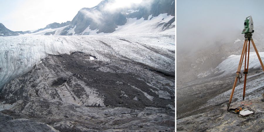 Sicht auf Gletscher + Messgerät